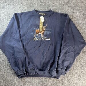 Headwaters Sweatshirt Mens XL Blue Fleece Pullover Alpine Buck Deer Graphic